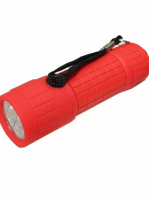 Flashlight 9 LED red new, 10cm with strap