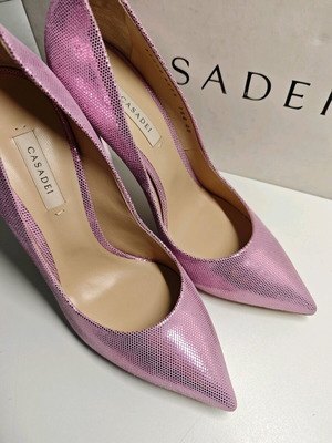 Casadei стилето обувки нови, розова кожа, номер 40