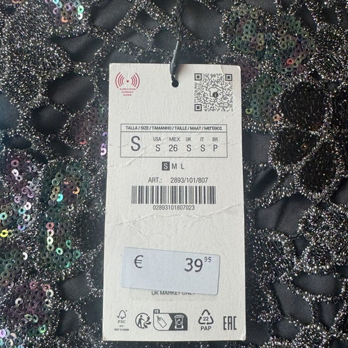 Zara Anthracite Grey Sequin Knit Mini Skirt Size S New