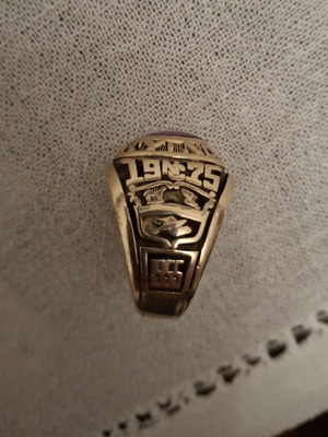 Vintage 10K Gold Nelson County Class Ring 1975, size 63, 15g, purple stone