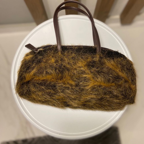 Zara fur shoulder bag like new brown
