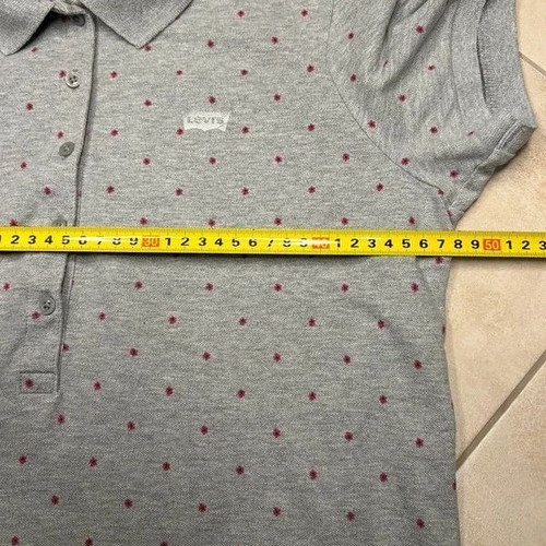 Levi's polo shirt women's gray large used with dots and collar