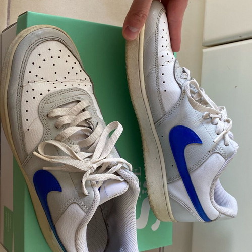 Nike Court Vision Low used, white with blue Swoosh, size 43