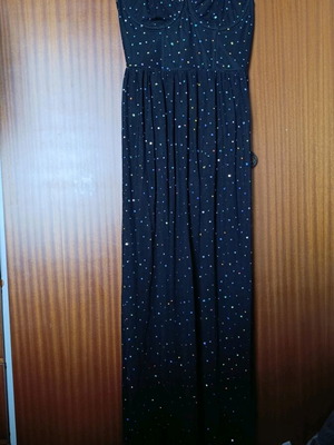Shein black dress new, tulle straps with rhinestones