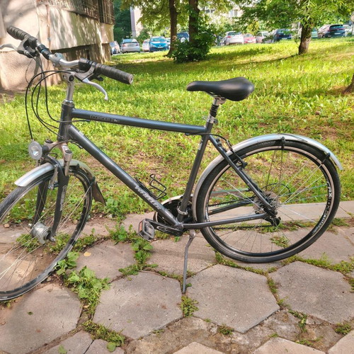 Ecorider 28" city bicycle, silver, Shimano gears, front suspension