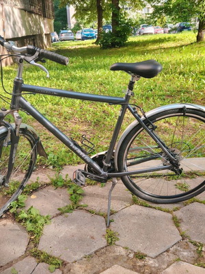 Ecorider 28" city bicycle, silver, Shimano gears, front suspension