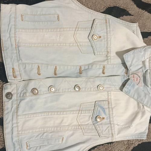 Pink Woman denim sleeveless vest new, turquoise, size S