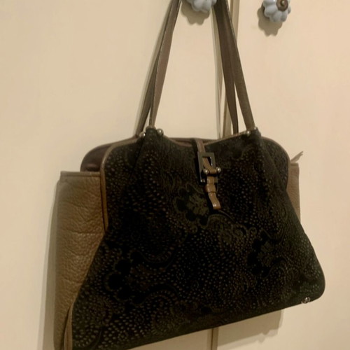Renaud Pellegrino Paris leather and suede brown handbag like new