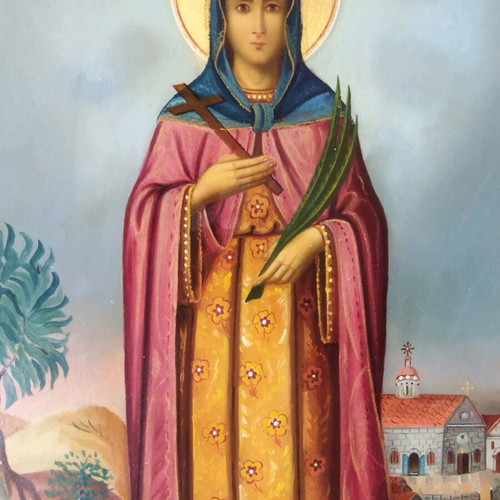 Handmade collectible icon of Saint Chrysi, 1902