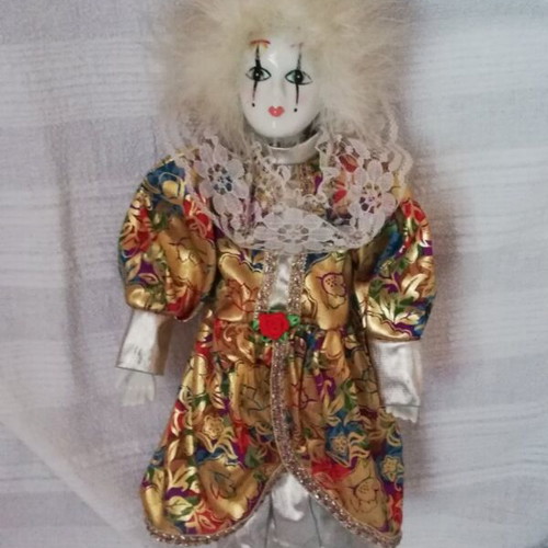 Porcelain Harlequin Clown Doll like new decorative