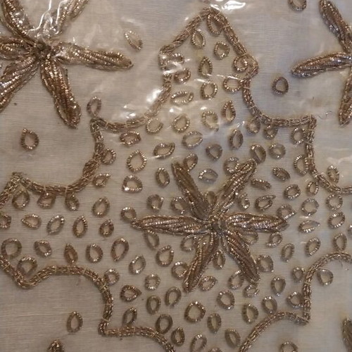 Decorative satin embroidered pillowcases with golden beads new, set of 4