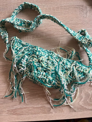 Banana bag crossbody new, green with fringes and zipper