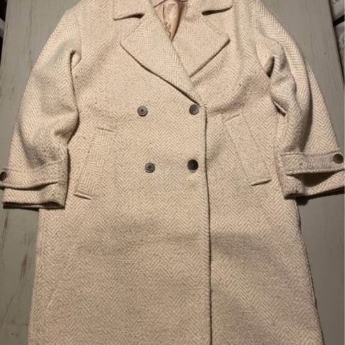 Tom Tailor women's coat vintage herringbone off white medium like new