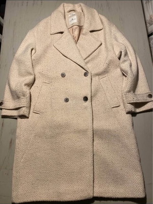 Tom Tailor women's coat vintage herringbone off white medium like new