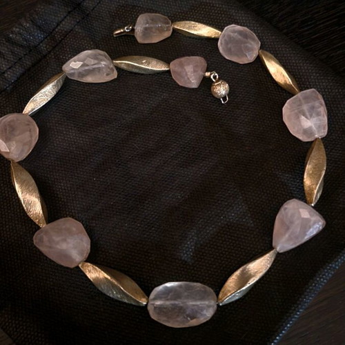 Pink Quartz Necklace in 925 Silver like new