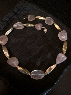 Pink Quartz Necklace in 925 Silver like new