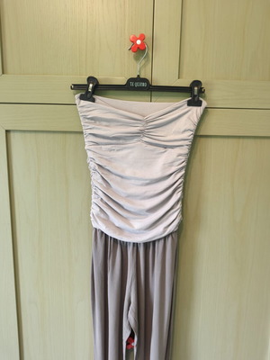 Raxevsky Strapless Jumpsuit like new, gray, elastic fabric