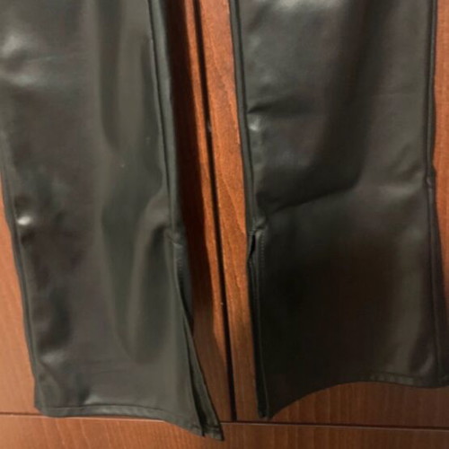 Leather pants H&M black with slit at hem like new size M