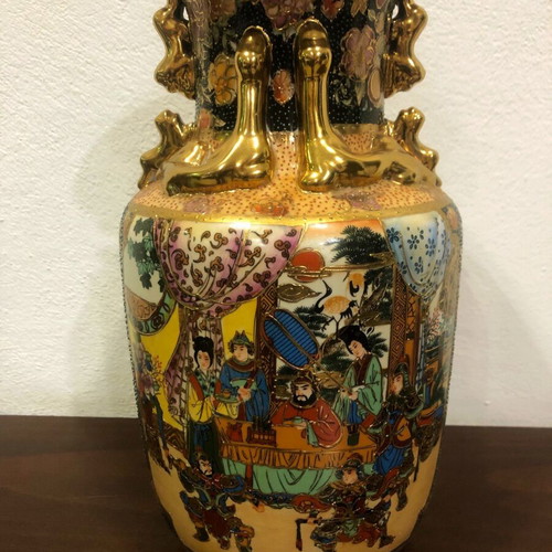 Satsuma vase handmade like new with beautiful coloring