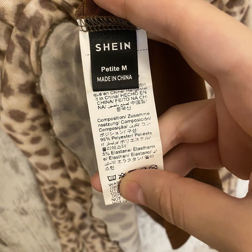 Shein Petite Leopard Print Ruched Midi Dress, size M