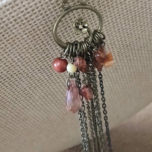 Ethnic handmade single earring like new with long chains and stones