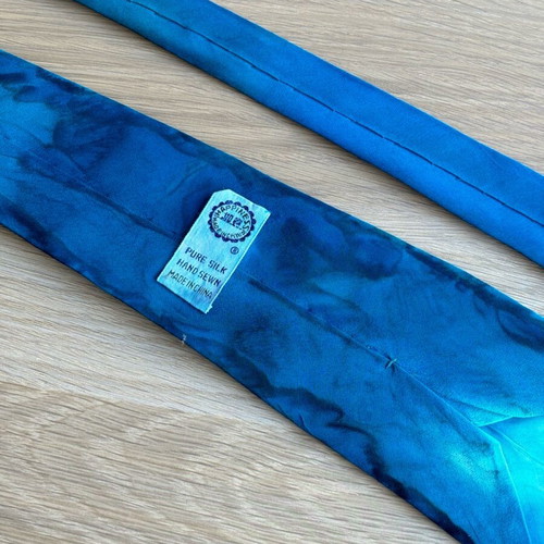 Handmade tie new from 100% pure silk in blue and turquoise shades