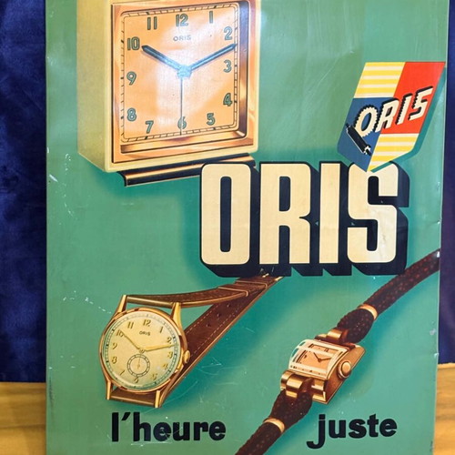Oris vintage metal sign, collectible 37x27.5 cm, made in Switzerland 1940-1950