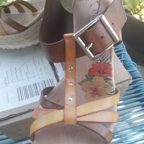 Platform shoes leather with rope size 36 new