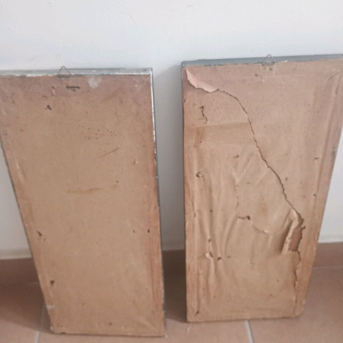 Vintage frames used, pack of 2, wooden with glass 40.5x18