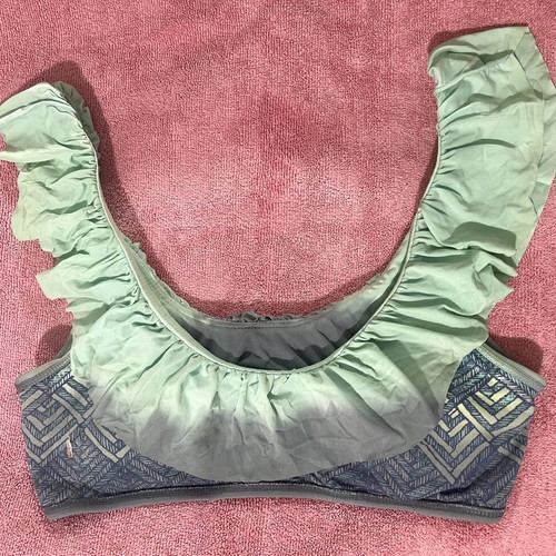 Maaji swimsuit reversible with ruffles, like new, turquoise and grey