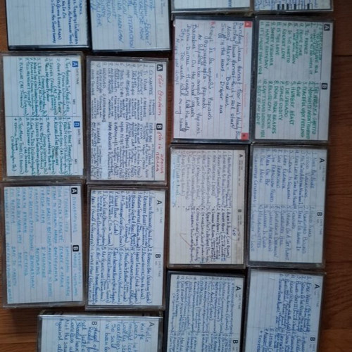 Cassette tapes used with Greek and foreign music, many
