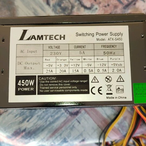 Lamtech power supply 450w used, functional