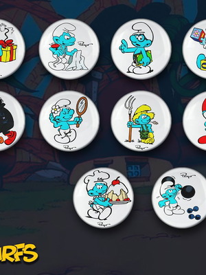 Smurfs Pin Set Classic 1984 Edition, 10 Pieces, New