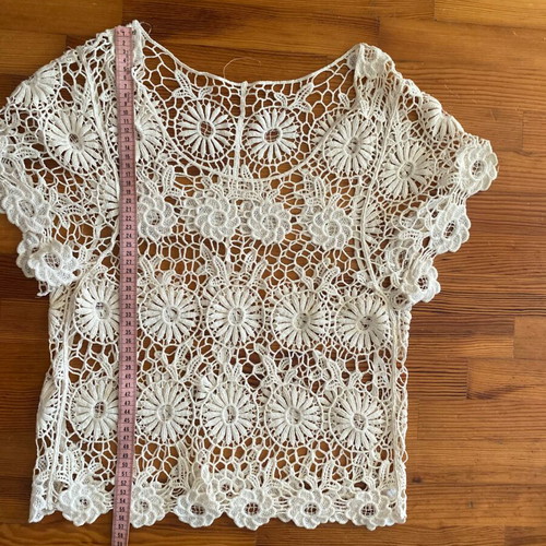 Crochet transparent top size Small like new, beige