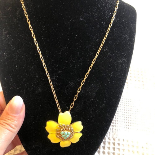 J Crew yellow flower chain necklace like new