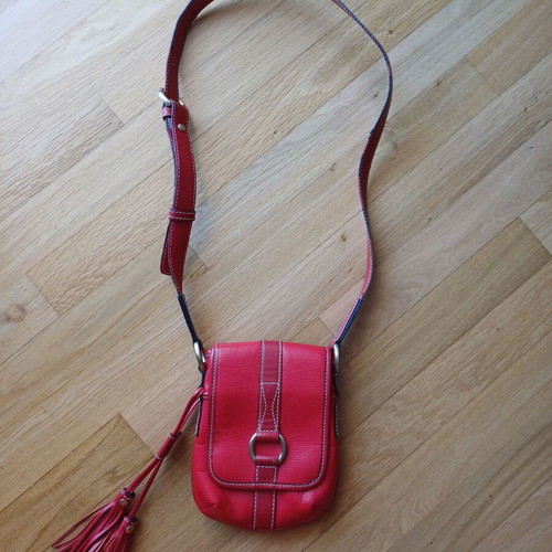 Lancel shoulder bag used, red leather with embossed texture