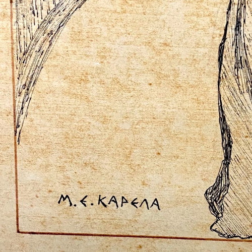 Painting M.E. Karela used, size 36x45cm