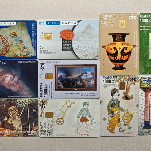 Collectible phone cards used, pack of 10, culture arts museums