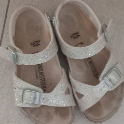 Birkenstock sandals size 26, silver