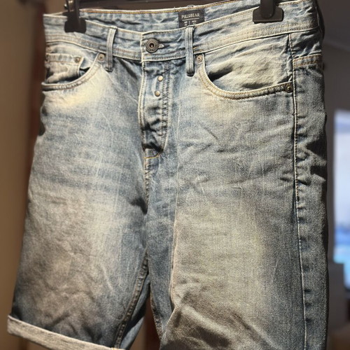 Pull & Bear denim shorts like new, men's size 40, grey and blue
