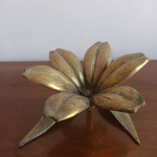 Bronze lotus flower sculpture used, 23 cm length