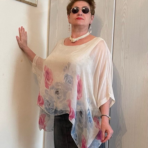 Μεταξωτή Ιταλική Μπλούζα Νο L XL XXL σαν καινούργιο
