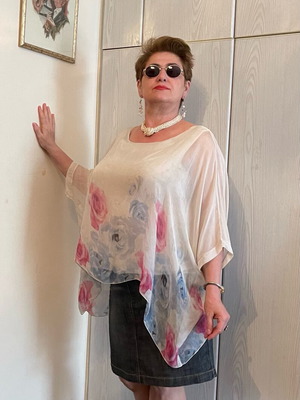 Μεταξωτή Ιταλική Μπλούζα Νο L XL XXL σαν καινούργιο