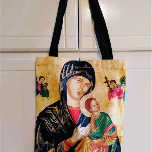 Fabric shoulder bag Panagia Vrefokratousa new, multicolor