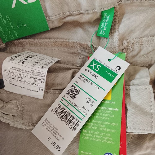 Benetton summer pants for boys 4-5 years new, gray, size XS 110 cm