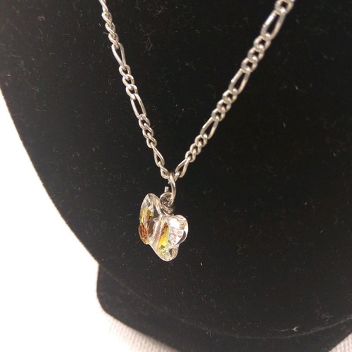 Butterfly pendant sparkling with transparent crystal and beautiful iridescence, new