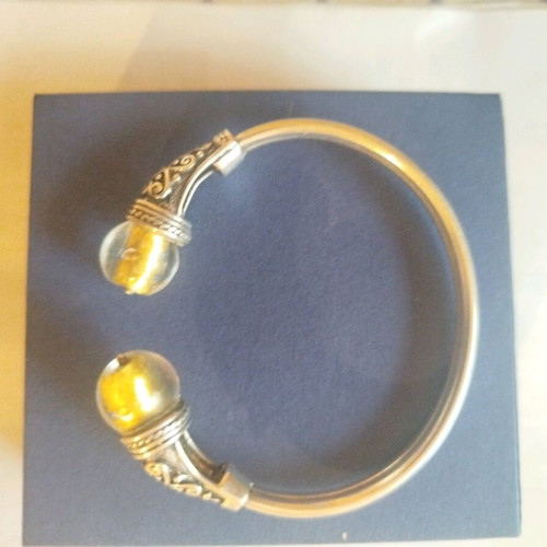 925 Silver Jewelry Set like new with glass beads and gold leaf accents