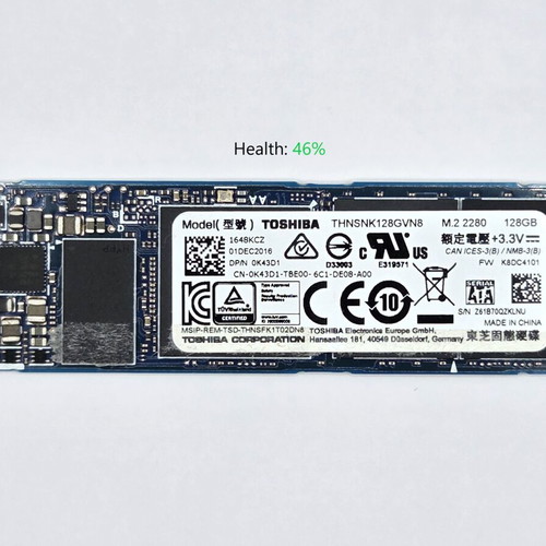 Toshiba THNSNK128GVN8 128GB M.2 2280 SATA SSD used, set of 5