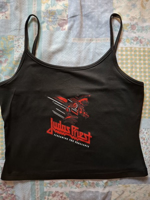 Judas Priest rock crop top t shirt like new, black, size S