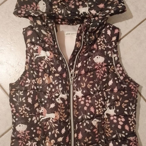 H&M girls' sleeveless jacket with detachable hood, autumn pattern